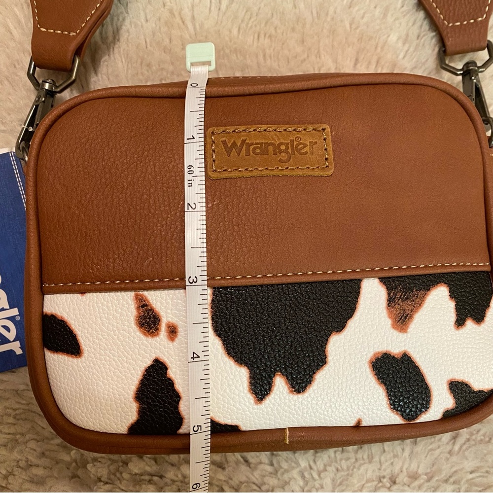 Wrangler Brown & Black Cowhide Crossbody Shoulder Bag - Picture 7 of 10